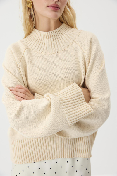 Свитер с широкой стойкой из хлопка (сливочный) (M/L) 
