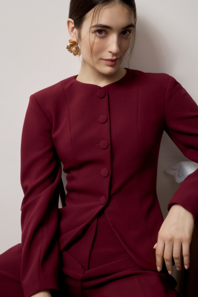 Жакет О-силуэта приталенный  (Винный) (M) 
