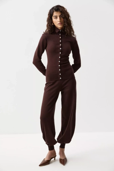 Джемпер с воротником-стойкой (Шоколадный) (M) 