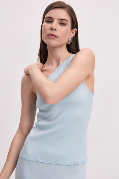 Топ вязаный на одно плечо (голубой) (L) 