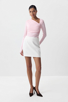 Лонгслив с асимметричной горловиной (розовый)