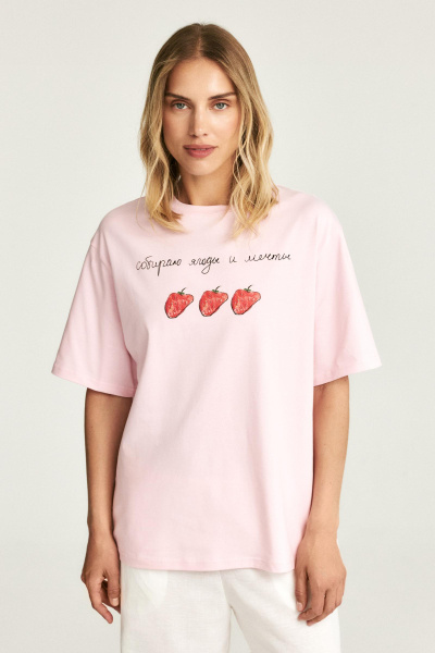 Футболка с принтом BERRIES (светло-розовый) (one size) 