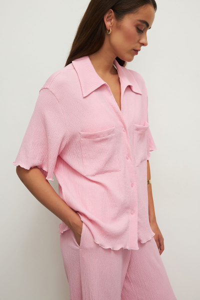 Рубашка с коротким рукавом из фактурной ткани (XS/S, барби) 2169