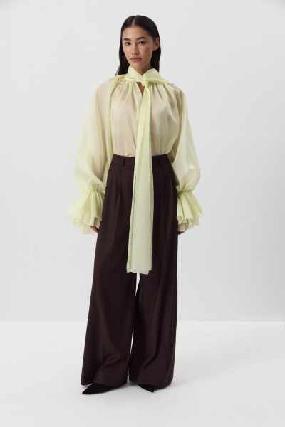 Блуза с бантом из тенсела (сливочный) (M/L) 