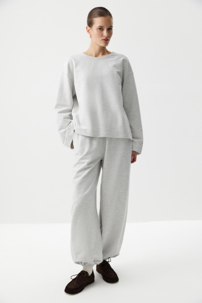 Лонгслив с широкими рукавами (Серый меланж) (M/L) 