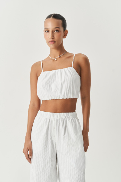 Блузка типа "топ" на бретелях в полоску (белый) (M) 
