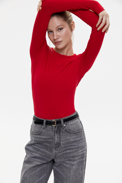 Лонгслив базовый из вискозы (алый) (XS)