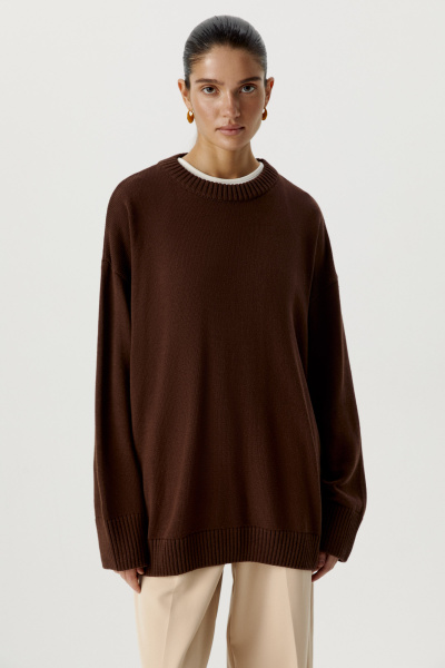 Свитер оверсайз из хлопка (one size, шоколадный) 