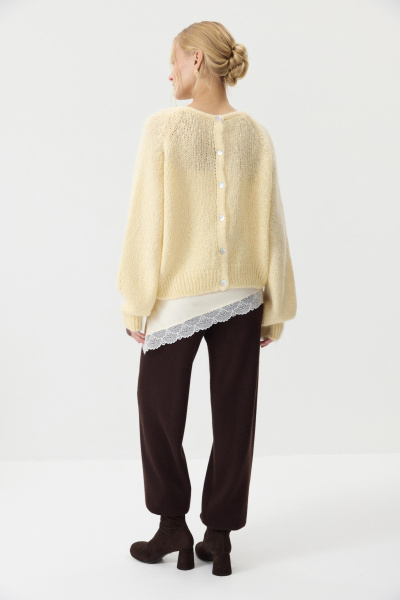 Кардиган из шерсти мериноса и альпаки (Сливочный) (M/L) 