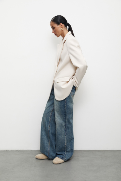 Пиджак из пальтовой ткани (M/L, кремовый) 2177