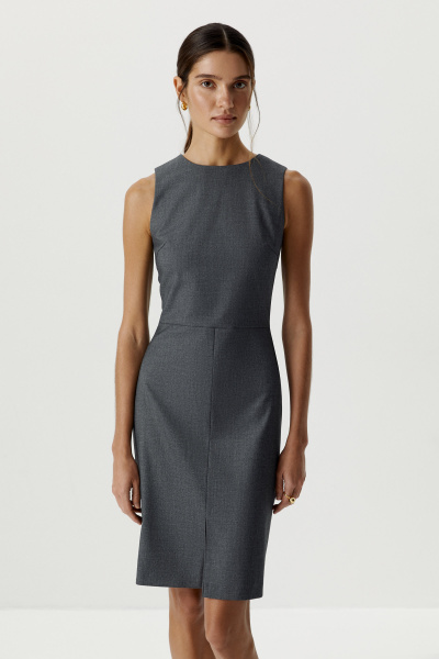 Платье-футляр без рукавов (темно-серый меланж) (XS) 