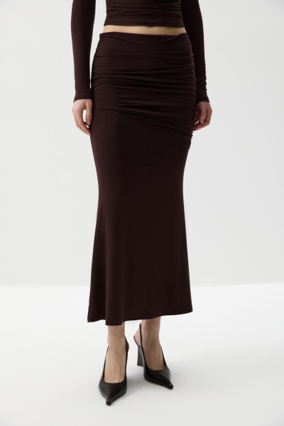 Юбка-годе из вискозы (Шоколадный) (S) 