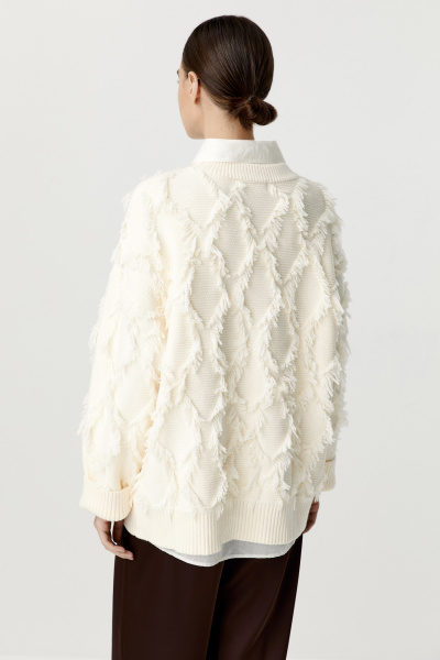 Джемпер с орнаментом из бахромы (молочный) (M/L)