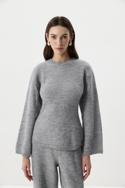 Джемпер приталенный с шерстью (серый меланж) (M/L) 