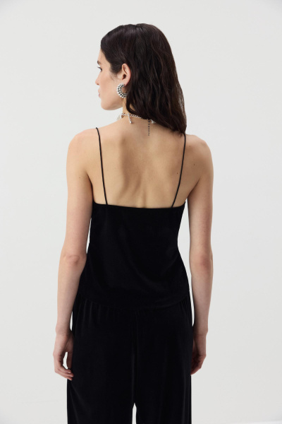 Топ из бархата с кружевом (Черный) (M) 