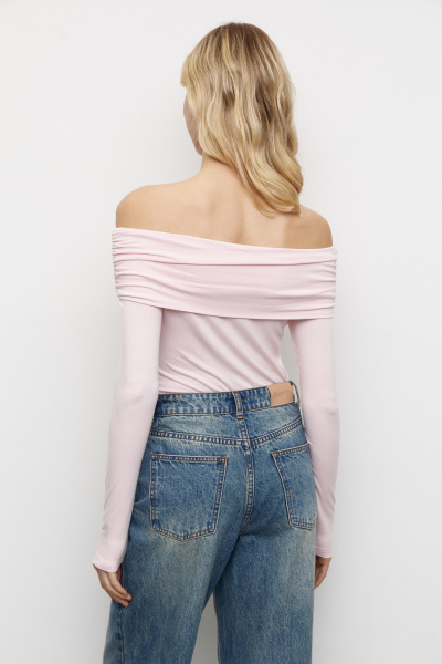 Лонгслив трикотажный с драпировкой на плечах (барби) (XS) 