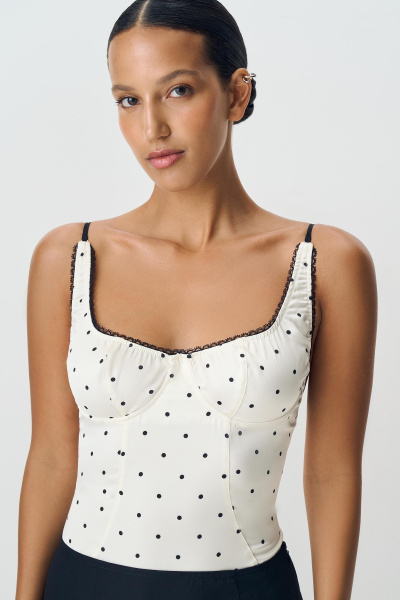 Боди из сатина в горох (ванильный) (L) 