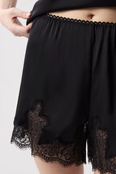 Шорты из сатина с кружевом (Черный) (S) 