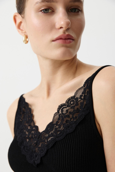 Топ вязаный с кружевом (Черный) (XS) 