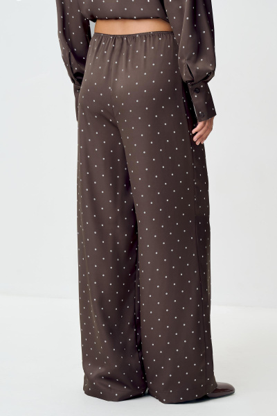Брюки из сатина в горох (шоколадный) (M) 