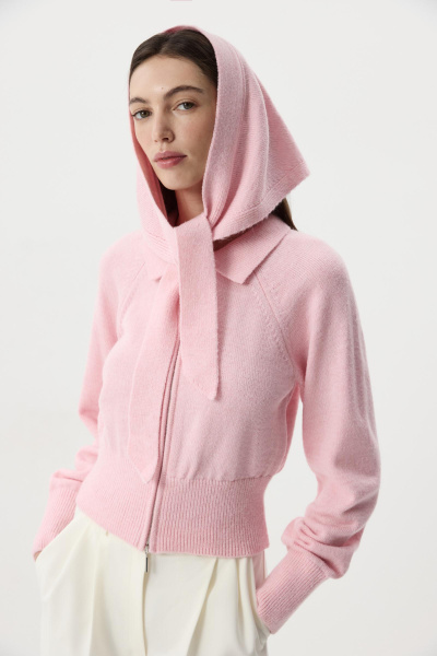 Кардиган на молнии  с шерстью альпаки  (Розовый) (M) 