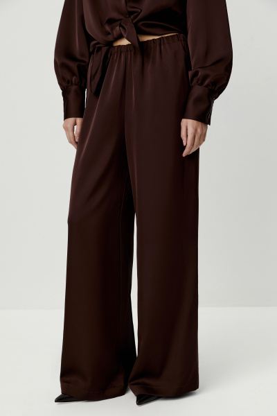 Брюки из сатина (коричневый) (XS) 