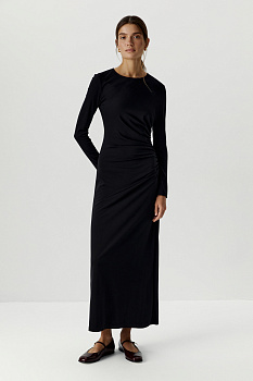 Платье с асиметричной сборкой (черный)