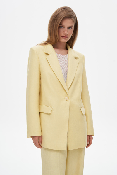 Пиджак из льняной ткани (L, светло-желтый) 3394