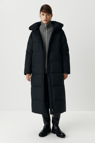 Пальто макси утепленное (черный) (XS) 