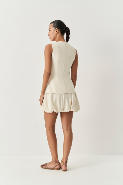 Юбка-баллон мини изо льна (ванильный) (XS)