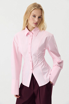 Рубашка приталенная из хлопка (розовый)