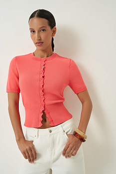 Кардиган с фестонами (лососевый)