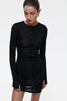 Платье мини из полупрозрачного трикотажа