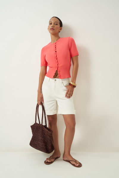 Кардиган с фестонами (лососевый) (M/L) 