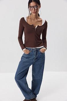 Лонгслив с пуговицами  (Шоколадный)