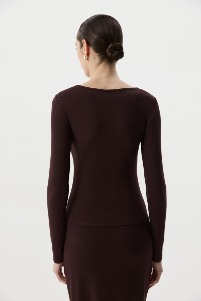 Лонгслив с декоративным элементом (Шоколадный) (M) 