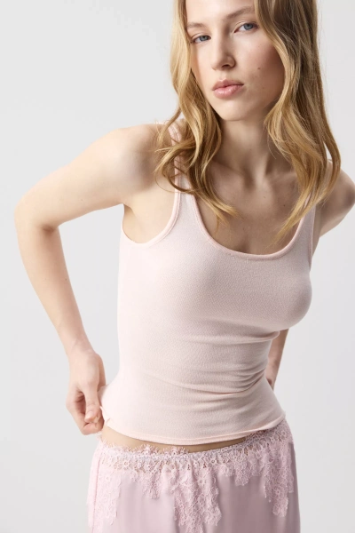 Топ с глубоким вырезом (Пудровый) (M) 