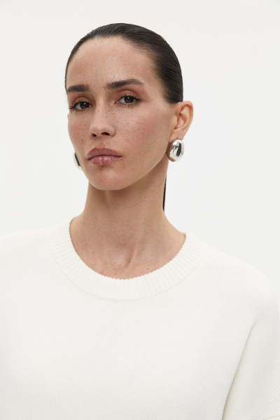 Платье мини вязаное (one size, молочный) 2207