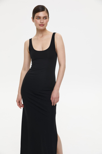 Платье макси трикотажное облегающего силуэта (M, черный) 2159