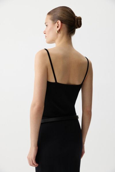 Топ вязаный с кружевом (Черный) (XS) 