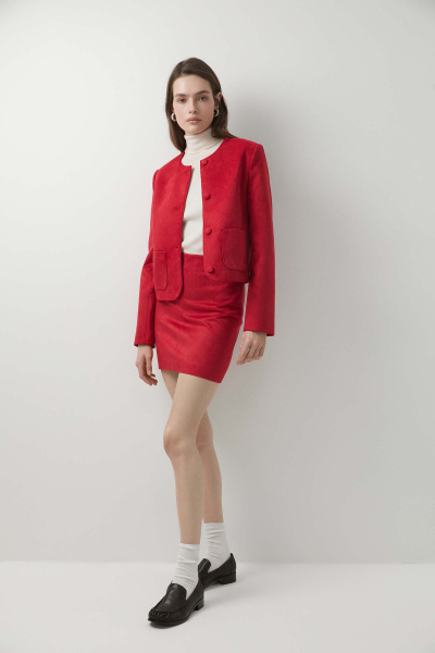 Юбка мини из замши (красный) (M) 