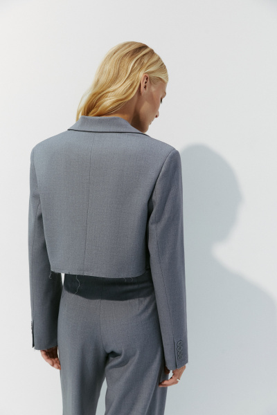 Жакет укороченный в гранжевом стиле (серый меланж) (XS) 