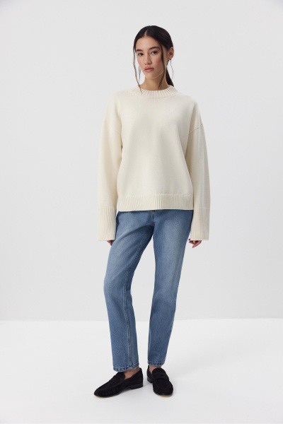 Джемпер из мериносовой шерсти с круглым вырезом (Ванильный) (one size) 