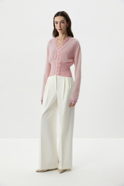 Кардиган с кружевом (Розовый) (M) 