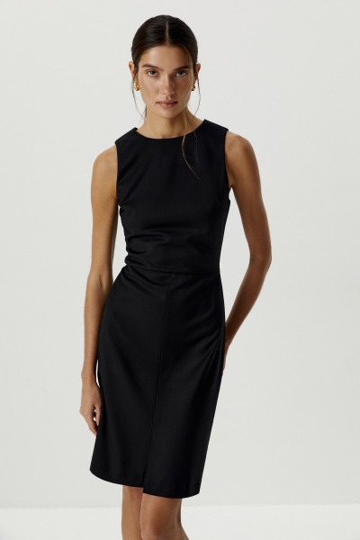 Платье-футляр без рукавов (черный) (XS) 
