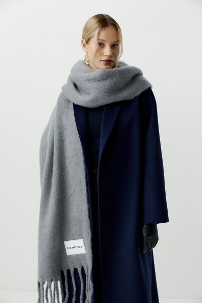 Шарф объемный с бахромой (серый) (one size) 