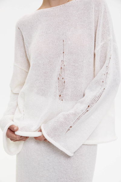 Джемпер оверсайз с гранжевым эффектом (молочный) (M/L) 