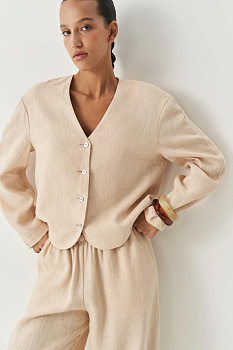 Жакет с округлыми рукавами (бежевый)