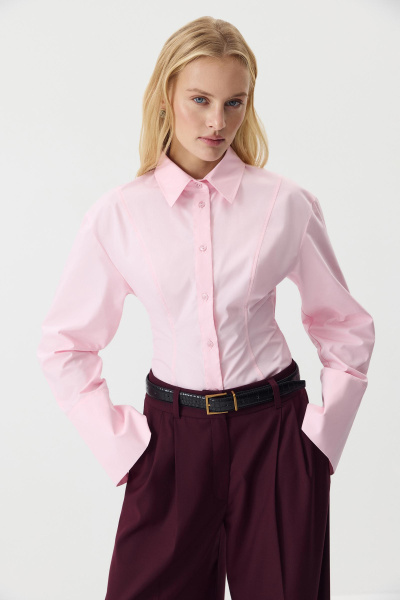 Рубашка приталенная из хлопка (розовый) (M/L) 