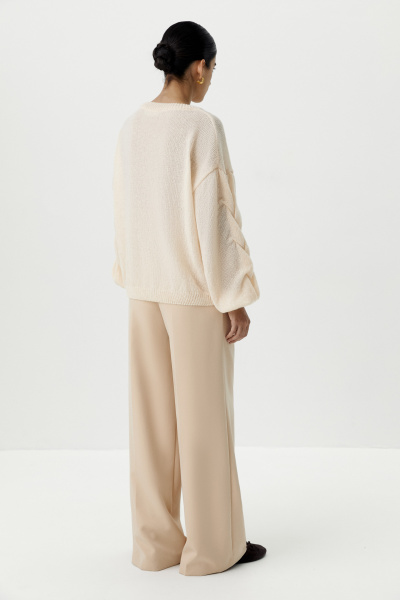 Джемпер оверсайз с косами по рукавам (кремовый) (M/L) 